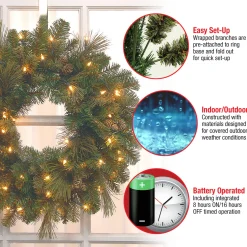 National Tree Company 24 in. Pre-Lit Carolina Pine Wreath with LED Lights