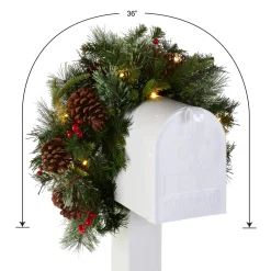 National Tree Company 36 in. Pre-Lit Colonial Fir Mailbox Swag with LED Lights