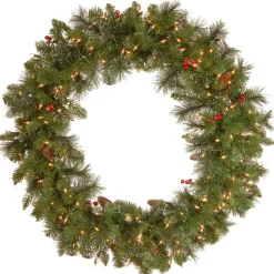 National Tree Company 36 in. Pre-Lit Crestwood Spruce Wreath with Clear Lights