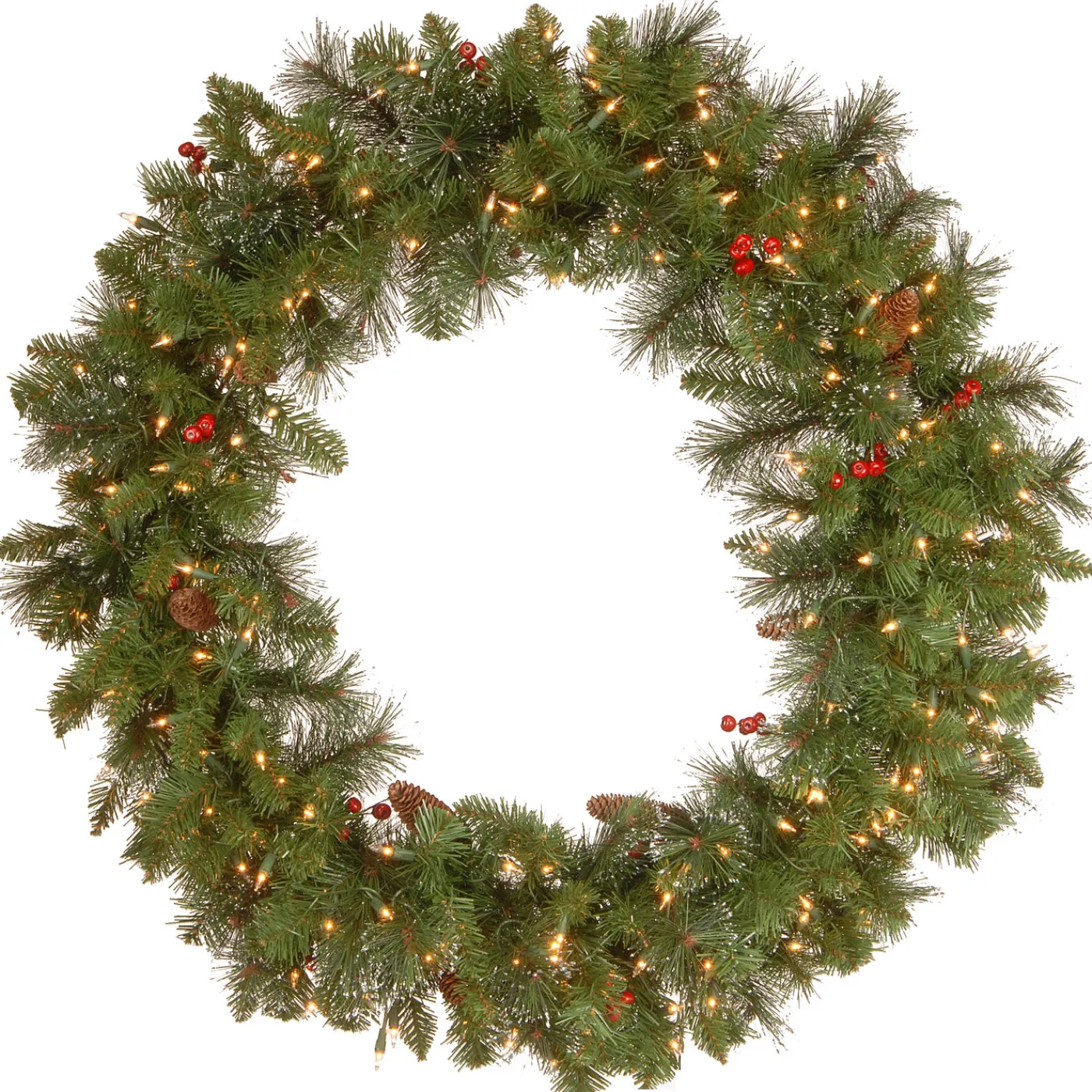 National Tree Company 36 in. Pre-Lit Crestwood Spruce Wreath with Clear Lights