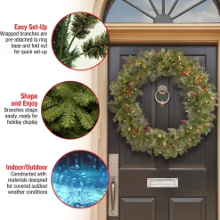 National Tree Company 36 in. Pre-Lit Crestwood Spruce Wreath with Clear Lights