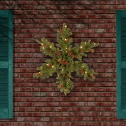 National Tree Company 32 in. Pre-Lit Crestwood Spruce Snowflake with Warm White LED Lights