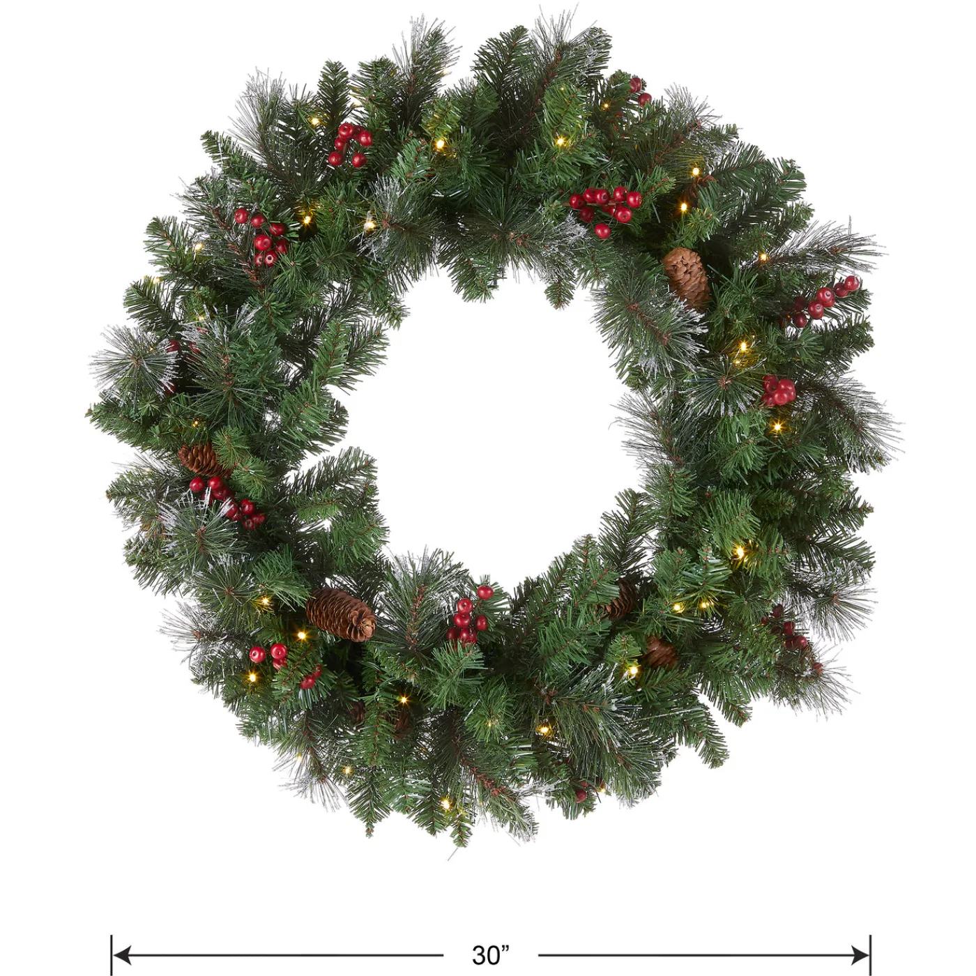 National Tree Company 30 in. Pre-Lit Crestwood Spruce Wreath with Warm White LED Lights