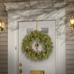 National Tree Company 30 in. Pre-Lit Crestwood Spruce Wreath with Warm White LED Lights