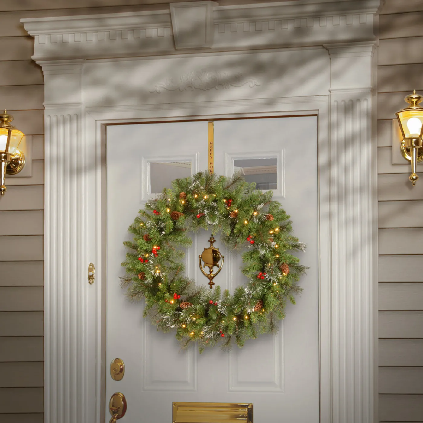 National Tree Company 30 in. Pre-Lit Crestwood Spruce Wreath with Warm White LED Lights