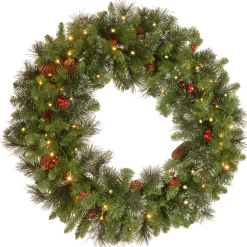 National Tree Company 30 in. Pre-Lit Crestwood Spruce Wreath with Twinkly LED Lights