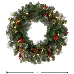 National Tree Company 24 in. Pre-Lit Crestwood Spruce Wreath with Clear Lights - Plug In