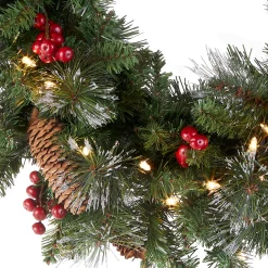 National Tree Company 24 in. Pre-Lit Crestwood Spruce Wreath with Clear Lights - Plug In