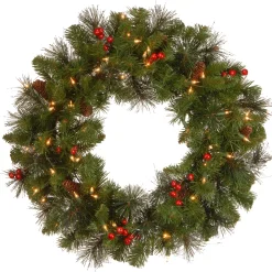 National Tree Company 24 in. Pre-Lit Crestwood Spruce Wreath with Twinkly LED Lights