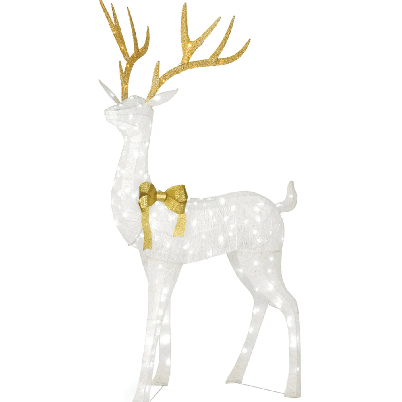 National Tree Company 86 in. Pre-lit Crystal White Standing Buck