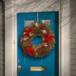 National Tree Company 30 in. Pre-Lit Decorative Collection Tartan Plaid Wreath with Warm White LED Lights