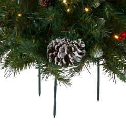National Tree Company 18 in. Pre-Lit Frosted Berry Urn Filler with LED Lights