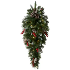 National Tree Company 36 in. Pre-Lit Frosted Berry Teardrop with LED Lights