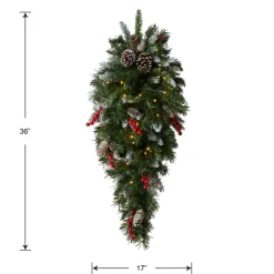 National Tree Company 36 in. Pre-Lit Frosted Berry Teardrop with LED Lights