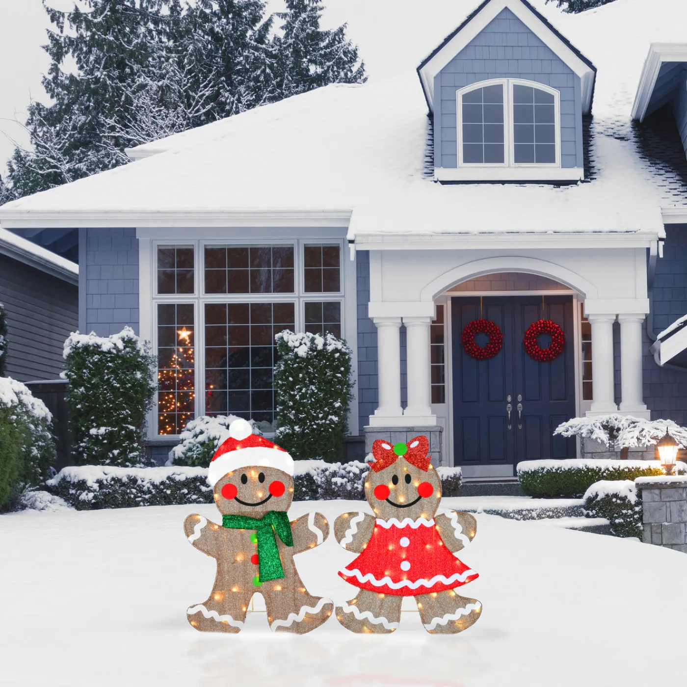 National Tree Company 35 in. Pre-Lit Gingerbread Cookie Couple