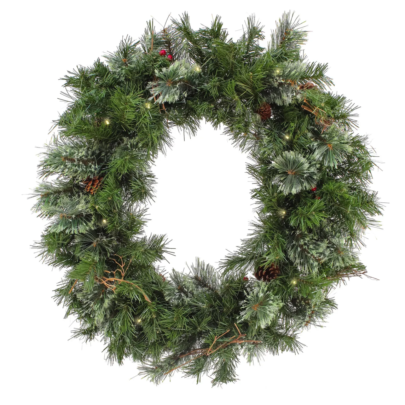 National Tree Company 30 in. Pre-Lit Glistening Pine Wreath with LED Lights