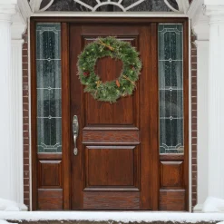 National Tree Company 24 in. Pre-Lit Glistening Pine Wreath with LED Lights