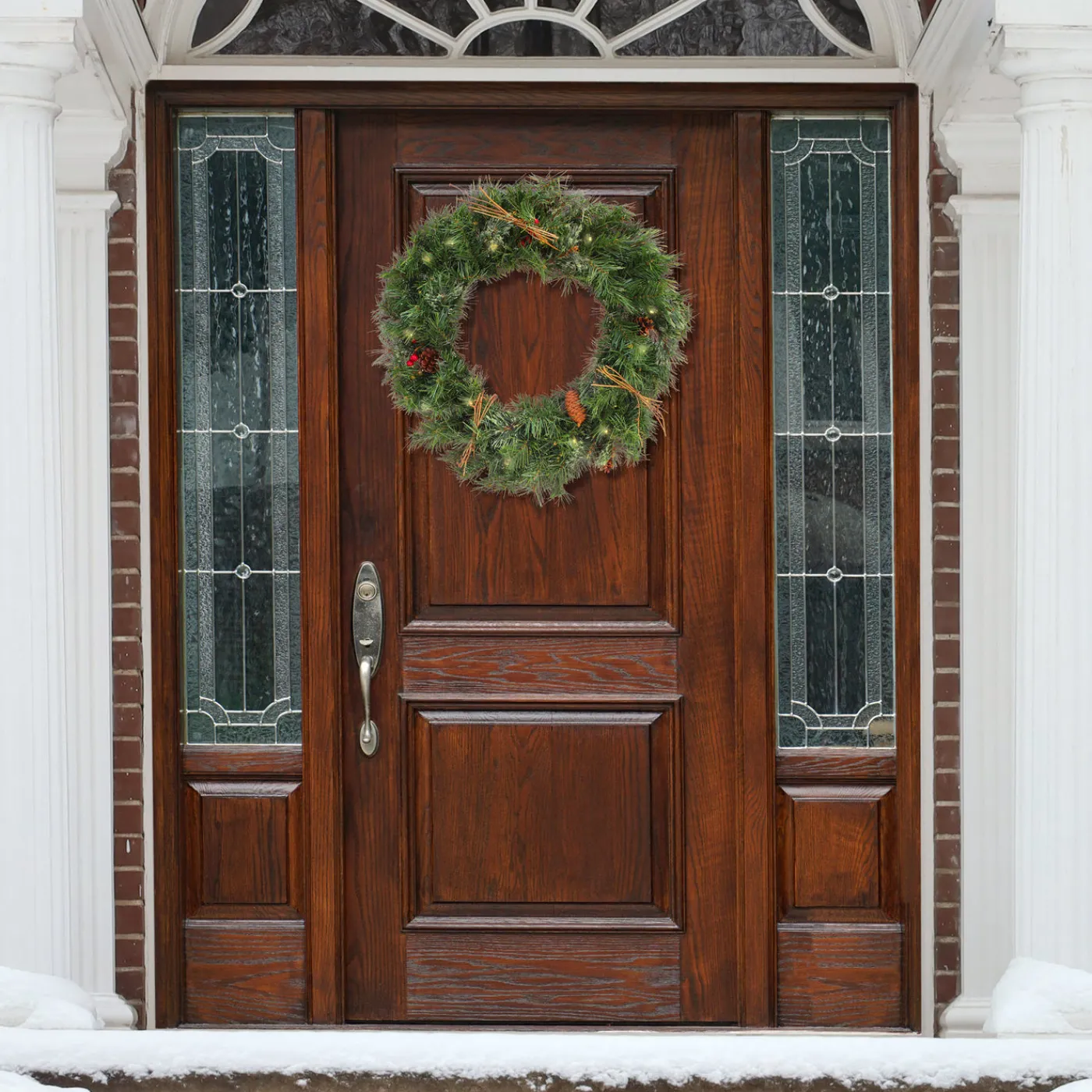 National Tree Company 24 in. Pre-Lit Glistening Pine Wreath with LED Lights