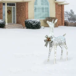 National Tree Company 36 in. Pre-Lit Glittered Fawn