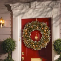 National Tree Company 30 in. Pre-Lit Glittery Bristle Pine Wreath with Twinkly LED Lights