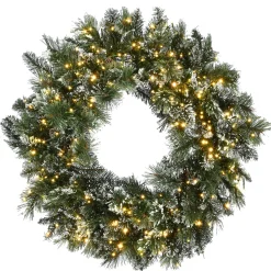 National Tree Company 30 in. Pre-Lit Glittery Bristle Pine Wreath with Dual Color LED Cosmic Lights