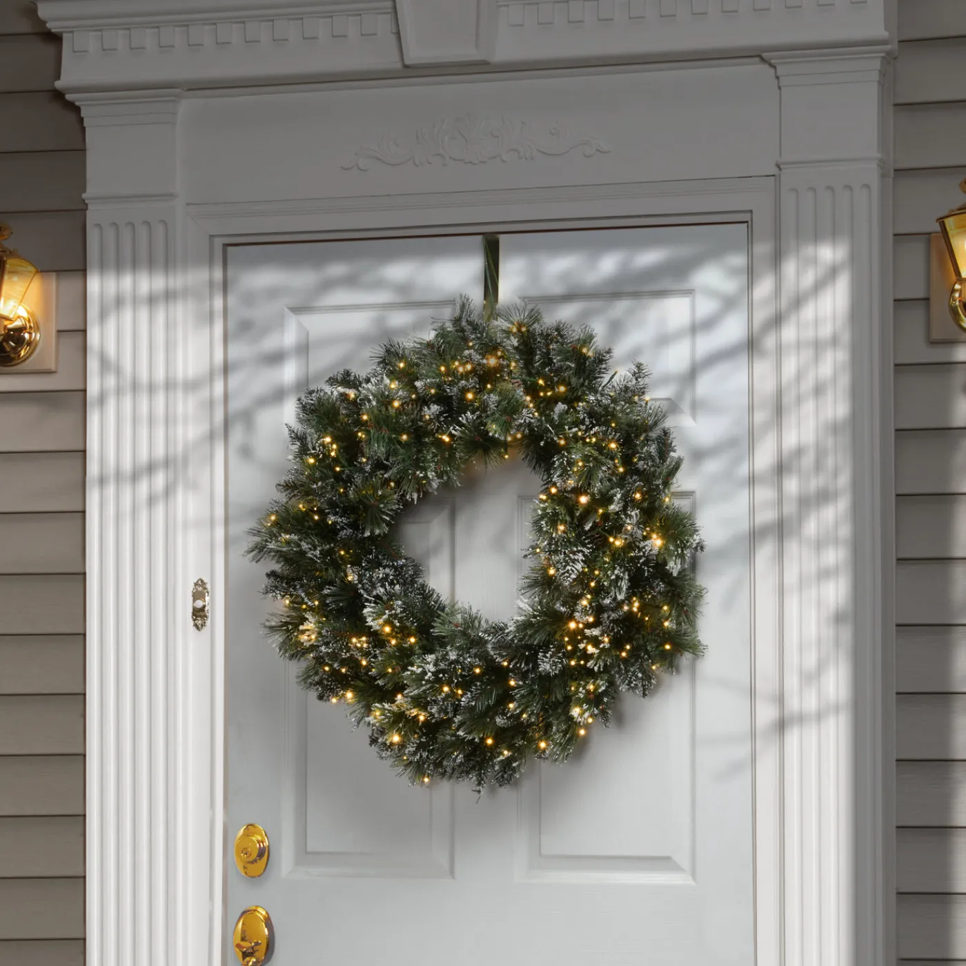 National Tree Company 30 in. Pre-Lit Glittery Bristle Pine Wreath with Dual Color LED Cosmic Lights
