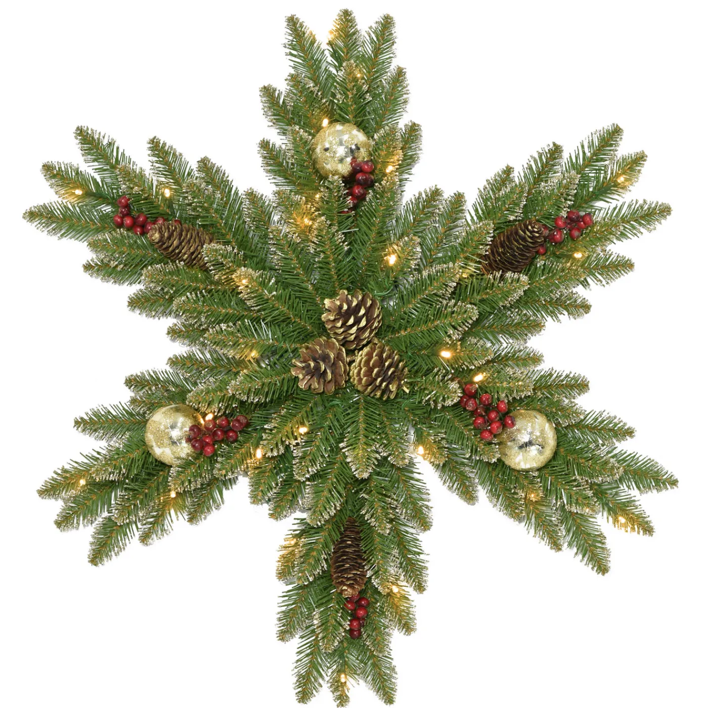 National Tree Company 32 in. Pre-Lit Glittery Gold Dunhill Fir Snowflake with LED Lights