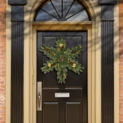 National Tree Company 32 in. Pre-Lit Glittery Gold Dunhill Fir Snowflake with LED Lights