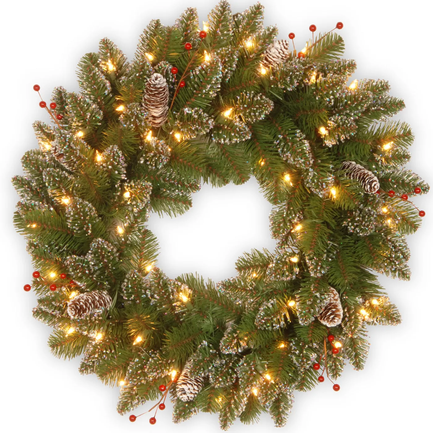 National Tree Company 24 in. Pre-Lit Glittery Mountain Spruce with LED Lights