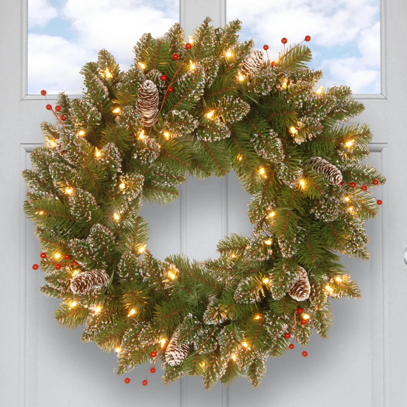 National Tree Company 24 in. Pre-Lit Glittery Mountain Spruce with LED Lights