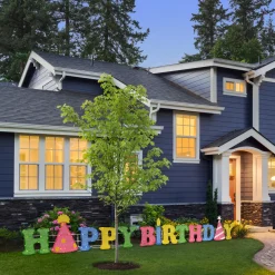 National Tree Company 15 in. Pre-Lit Happy Birthday Outdoor Decoration with LED Lights