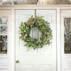 National Tree Company 28 in. Pre-Lit HGTV Home Collection Frosted Wreath with LED Lights