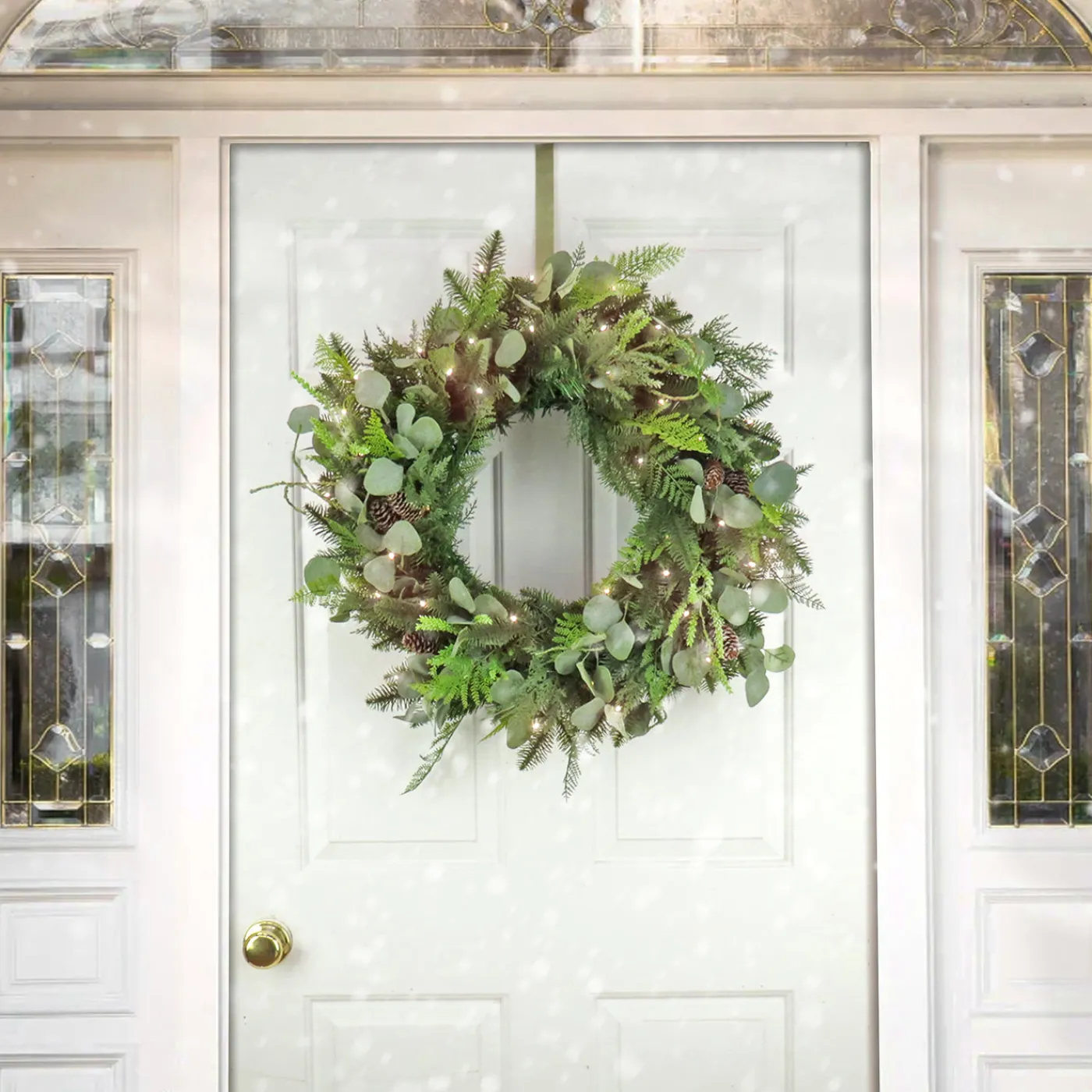 National Tree Company 28 in. Pre-Lit HGTV Home Collection Frosted Wreath with LED Lights
