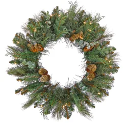 National Tree Company 30 in. Pre-Lit North Conway Wreath with Clear Lights