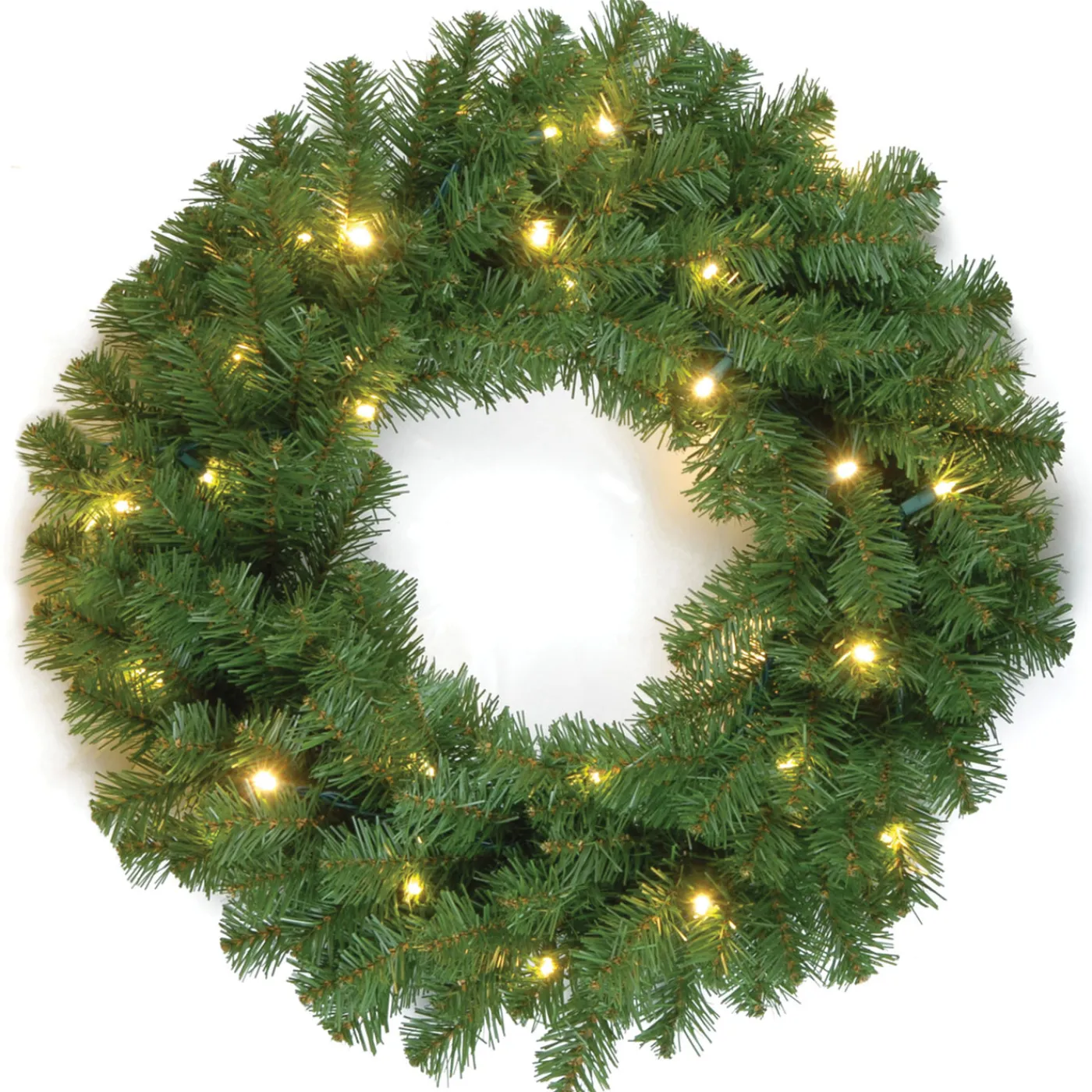 National Tree Company 24 in. Pre-Lit North Valley Spruce Wreath with Dual Color LED Lights
