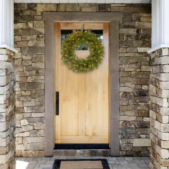 National Tree Company 24 in. Pre-Lit North Valley Spruce Wreath with Dual Color LED Lights