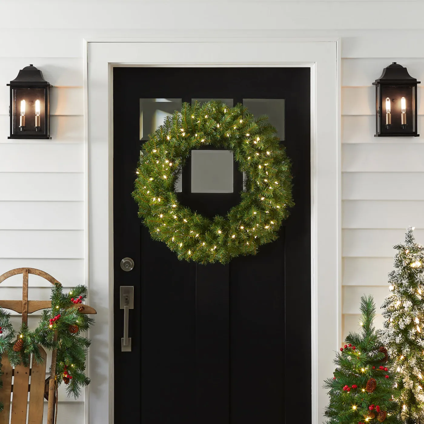 National Tree Company 30 in. Pre-Lit Norwood Fir Wreath with LED Lights