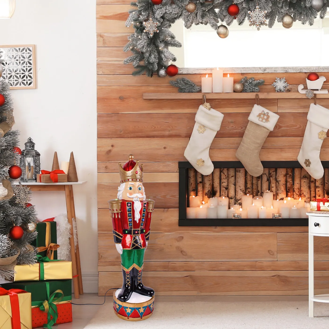 National Tree Company 36 in. Pre-Lit Nutcracker Christmas Decoration with Multicolor LED Lights with Hand Painted Details