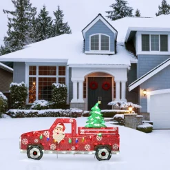 National Tree Company 27 in. Pre-Lit Santa in Red Truck