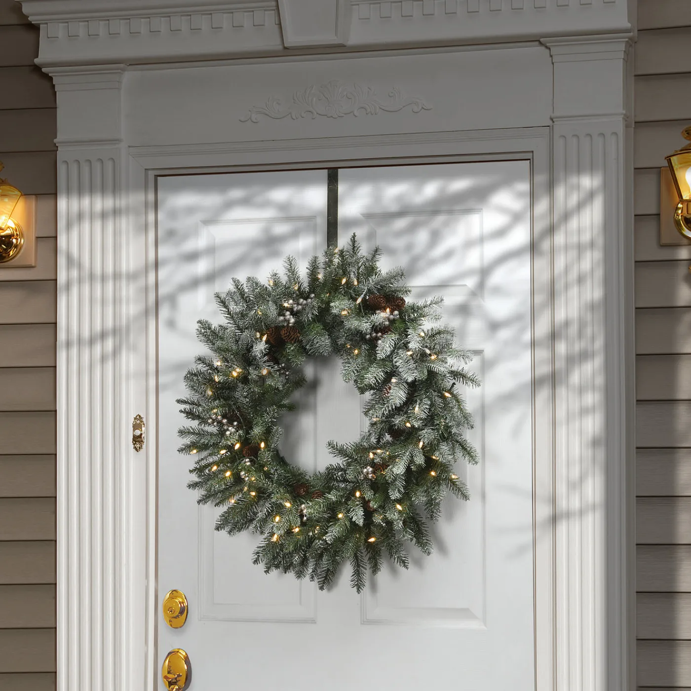 National Tree Company 30 in. Pre-Lit Snowy Morgan Spruce Wreath with Twinkly LED Lights
