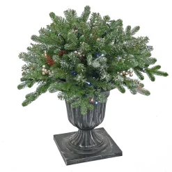 National Tree Company 24 in. Pre-Lit Snowy Morgan Spruce Porch Bush with Twinkly LED Lights