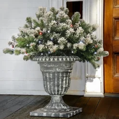 National Tree Company 24 in. Pre-Lit Snowy Sheffield Spruce Porch Bush with Twinkly LED Lights