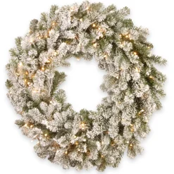 National Tree Company 30 in. Pre-Lit Snowy Sheffield Spruce Wreath with Twinkly LED Lights