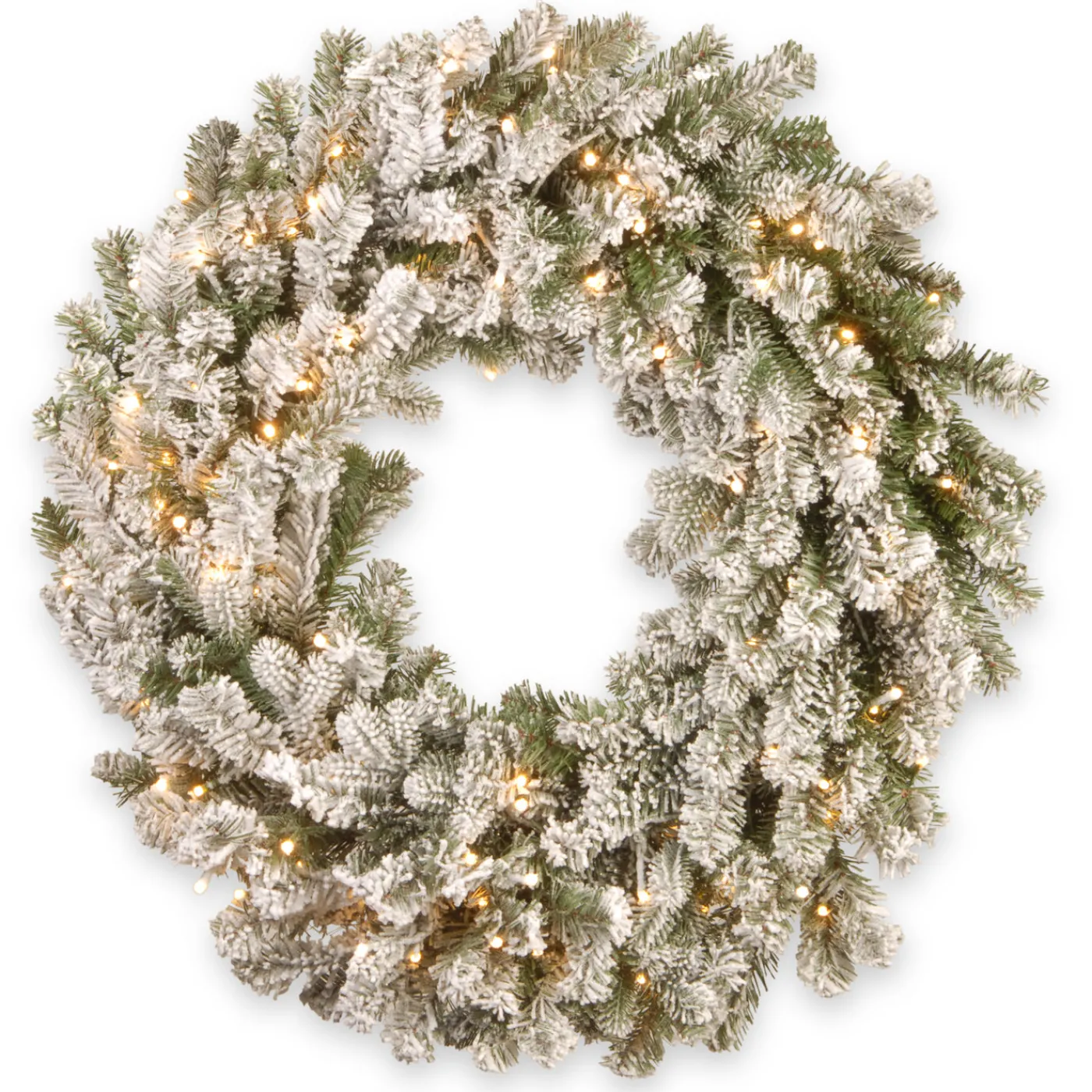 National Tree Company 30 in. Pre-Lit Snowy Sheffield Spruce Wreath with Twinkly LED Lights