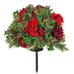 National Tree Company 28 in. Pre-Lit Vienna Waltz Decorated Urn Filler with LED Lights