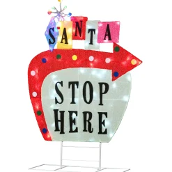 National Tree Company 50 in. Pre-Lit Vintage Vegas Santa Sign