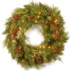 National Tree Company 30 in. Pre-Lit White Pine Wreath with Warm White LED Lights