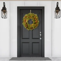 National Tree Company 30 in. Pre-Lit White Pine Wreath with Warm White LED Lights