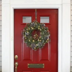 National Tree Company 24 in. Pre-Lit Whitter Pine Wreath with LED Lights