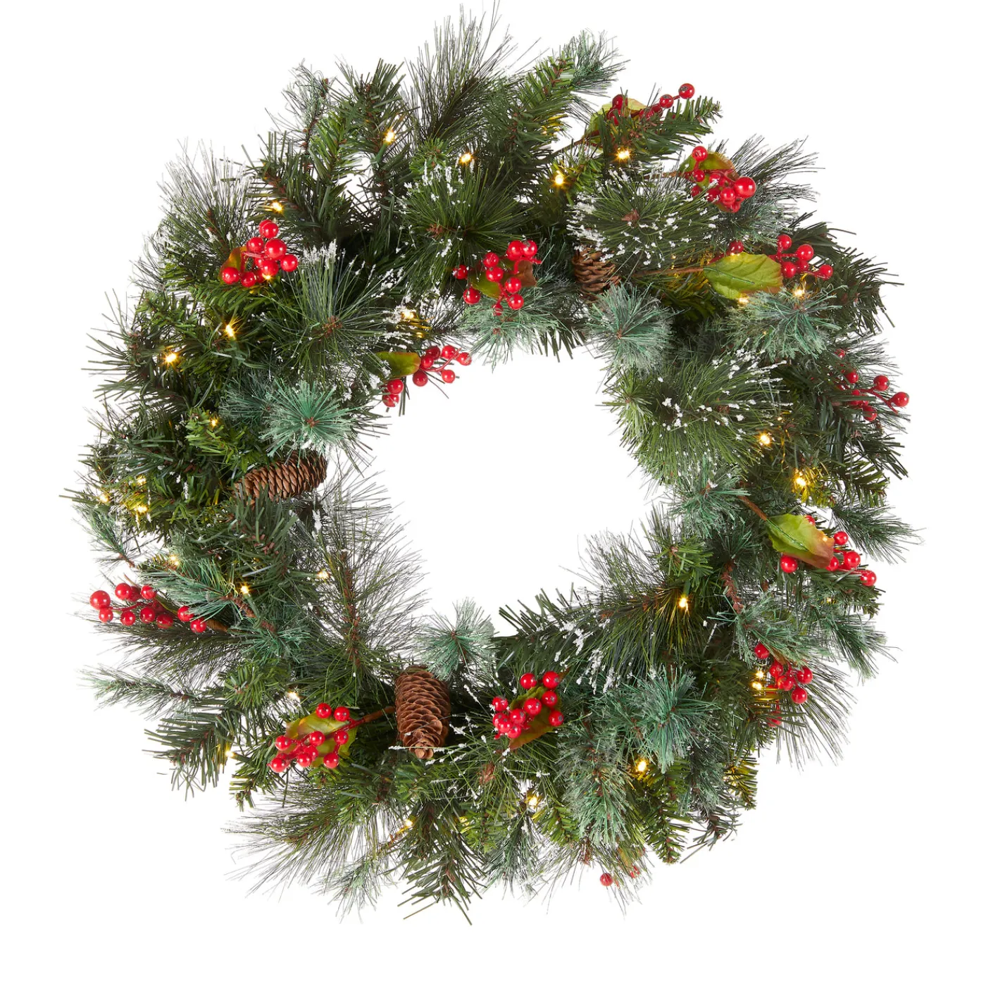 National Tree Company 24 in. Pre-Lit Wintry Pine Wreath with LED Lights